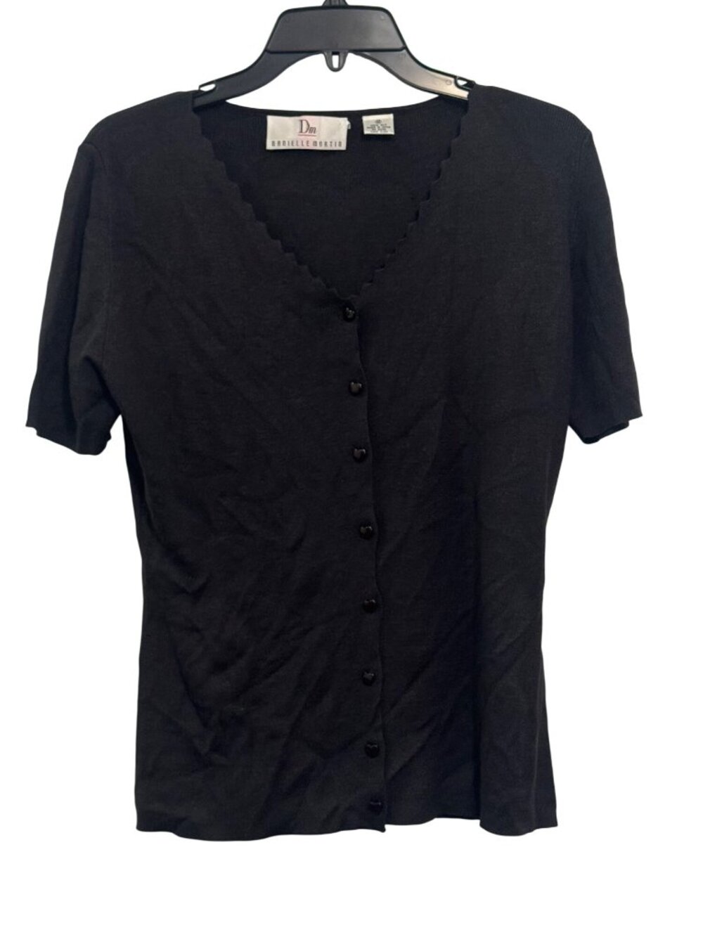Danielle Martin Black 100% Silk Button-Down Cardigan